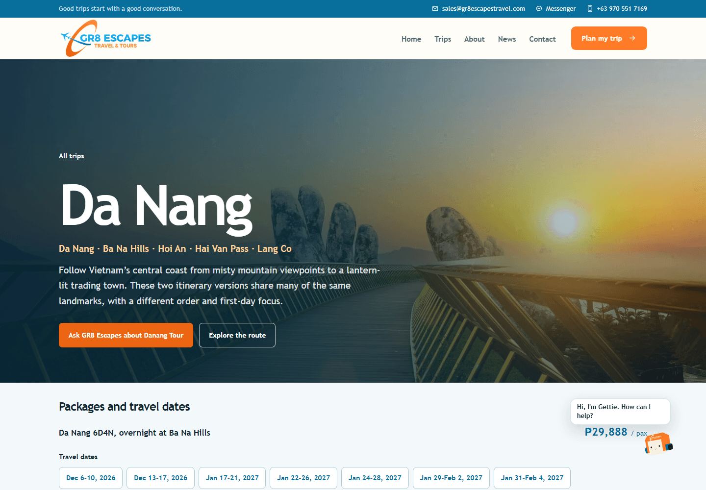 Da Nang trip and itinerary page